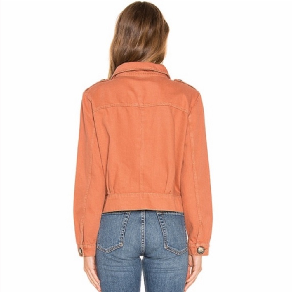Free People Eisenhower Slouchy Boho Denim Button Up Fall Jacket Terracotta S - Picture 4 of 12